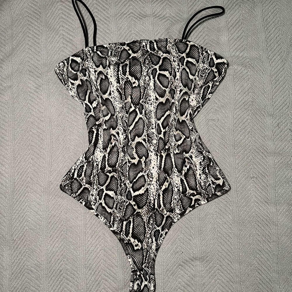 Forever 21 Monochrome Snakeskin Bodysuit